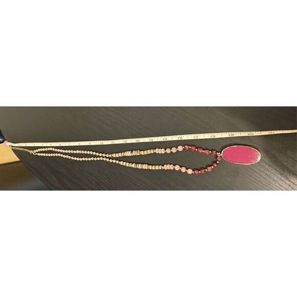 Red Stone Beaded Necklace - Picture 2 of 2